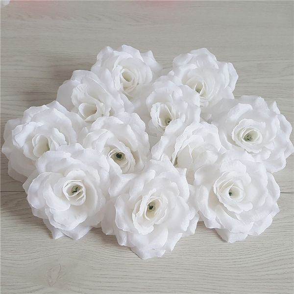 100 Unids Mejor Vendedor Cabezas de Flores Seda Camelia Rosa Cabeza de Flor de Peonía Falsa 10 cm Para decoraciones de boda Fiesta Hogar Decorativo Arroz Rosa Blanca