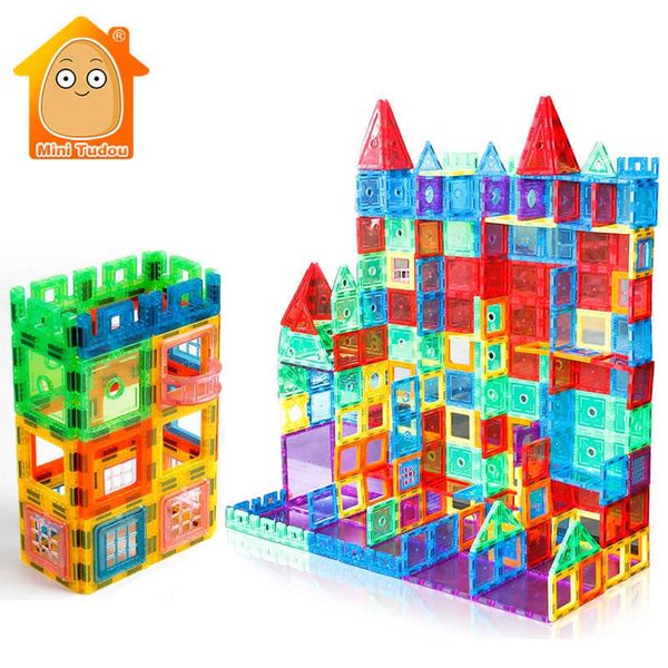 100 PCS Grande Taille Transparente Carreaux Magnétiques Briques De Construction Jouets Éducatifs Aimant Jeu Pour Enfants Q0723