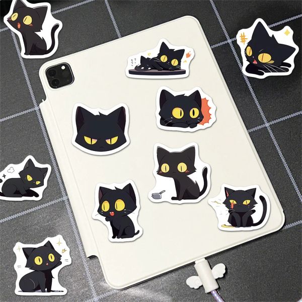 100pcs Black Cat Kawaii Stickers décor Vintage pour DIY Kids Notebook Buggage Motorcycle Skate Oploper Refrigérateur Decal Toys