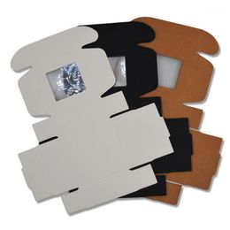 30 pièces boîte-cadeau noire pour emballer une petite boîte-cadeau blanche avec fenêtre boîtes en papier Kraft brun emballage personnalisé1