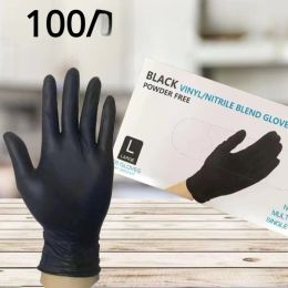 100pcs Gants nitriles noirs Gants épaissis de nettoyage domestique durable Gants de lave-vaisselle pour les tatouages de teinture des cheveux du jardin