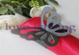 100 -stcs zwart papier vlinder Napkin ringen bruids bruids douchebin houdersample order26604136010