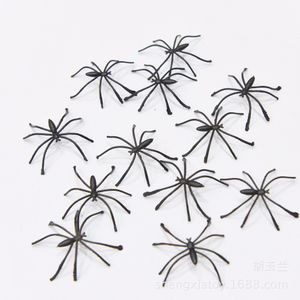 Mini araignée de Simulation en plastique noir, 100 pièces, fausses araignées noires amusantes, décoration de fête d'halloween pour maison hantée
