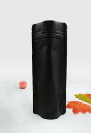 100 stuks zwarte standaard en platte bodem met ritssluiting voor voedselverpakkingen in mat matte hersluitbare koffieverpakkingsrits mylar staande pouc5609211