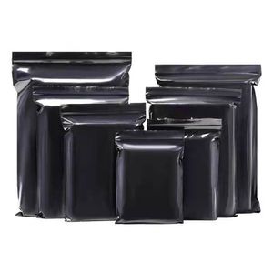 100 stks Black Zip Lock Plastic Zak Zip Grip Seal Resealable boodschappencadeau Craft Opbergzakken Reclosable Ziplock-pakketzakken