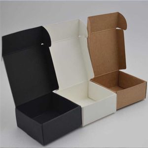 100 stks Blanco Kraft Handgemaakte Zeepdoos Wit Karton Papier Sieraden Doos Bruiloft Gunst Black Craft Gift Box 210724