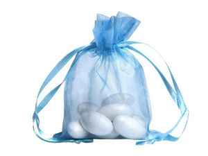 100 Uds. Bolsas de embalaje de Organza azul bolsas de joyería regalos de boda bolsa de regalo para fiesta de Navidad 13 x 18 cm 5 x 7 pulgadas257I