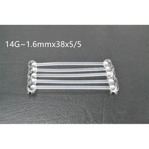 100 Uds. De joyería para el cuerpo, barras largas flexibles UV, retenedor, Piercing para dormir, barra Industrial de 1,6x38x5/5mm, hélice de oreja