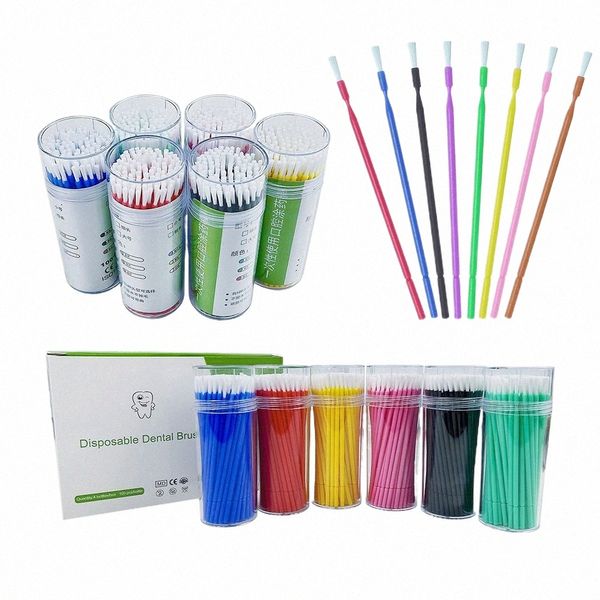 100 unids/botella Dental desechable Micro cepillos aplicadores Extensi limpieza flexible Odtologia Micro herramienta limpiadora de maquillaje s5jF #