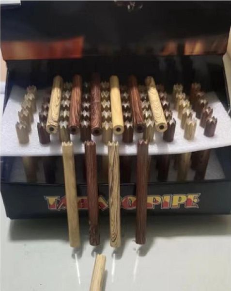 100 unids/caja forma de cigarrillo pipa para fumar grano de madera pipas de murciélago de Metal un bateador Mini soporte de tabaco de mano filtro de tubo Snuff Snorter
