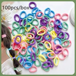 100pcs / bo￮te Bandes de cheveux ￩lastiques pour enfants b￩b￩ enfants cheveux bague en caoutchouc Couche de bonbons