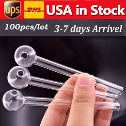 100 stks/doos Glas Olie Brander Pijp Lepel Pyrex Olie Brander Glazen Pijpen Hand Rookpijpen voor Roken Accessoires Tabak tool VOORRAAD IN DE VS Snel Aangekomen