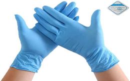 100pcs boîte en caoutchouc nitrile confortable jetable gants de nitrile une fois gants d'examen gants en poudre bleu clair2615906