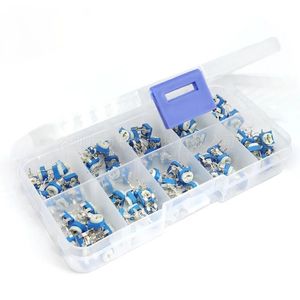 100 stcs/doos RM065 Koolstoffilm Horizontale trimpot Potentiometer Assortment Kit 10 Variabele weerstand 500R - 1m