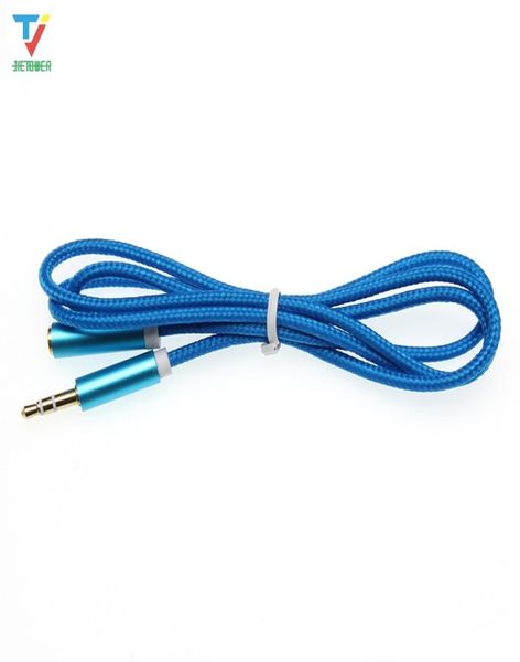 Cable auxiliar esmerilado trenzado de 100 piezas Cable de extensión para auriculares Conector macho a hembra de 35 mm para cable de audio de computadora Cable para auriculares de 35 mm Extend3128407