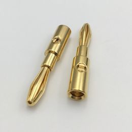 Freeshipping 100 stks messing metalen vergulde 4mm banaan mannelijke plug AV audio vedio adapter connector voor bindende postversterkers luidspreker