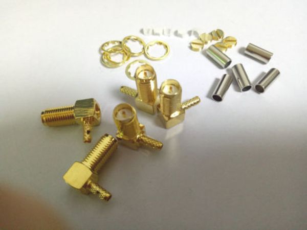 100 pièces en laiton RP SMA femelle Jack mâle broche à angle droit sertissage pour câble RG174 RG316