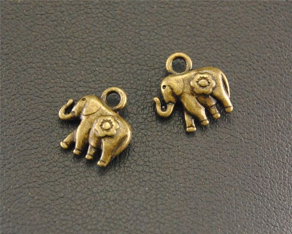100 pcs Bronze éléphant mini Charme Pendentif Collier Charme Bracelet Bracelet 11x12mm A500