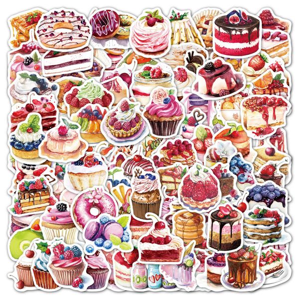 100 Pcs Gâteau Autocollants Crème Glacée Autocollants Étanche No-Duplicate Vinyle Autocollant Pour Ordinateur Portable Bagages Planche À Roulettes Bouteille D'eau Autocollants De Voiture Enfants Jouets Cadeaux