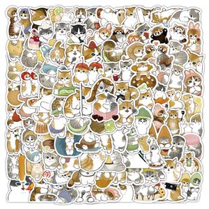 100 pièces dessin animé mignon chat autocollants imperméable en vinyle autocollant pour planche à roulettes ordinateur portable bagages cahier bouteille d'eau vélo voiture décalcomanies enfants jouets cadeaux