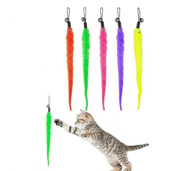 100pcs Chat Wand Toy Remplacement de recharge en peluche vers Pet Interactive Toy Teaser Colorful Reffills with Bell For Kitten Wholesale X2 240401