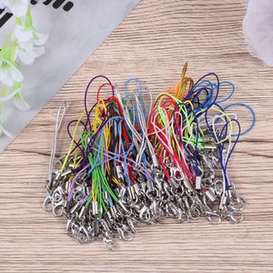 100 stks mobiele telefoon bedel bandjes kreeft lariat koord mobiele telefoon lanyards sleutelhanger DIY-accessoires (diverse kleuren)