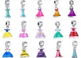 100 stcs Charms Princess Dress Dress Ema Legering Metaal Diy Bungels Fit Europese armband Low 8306900