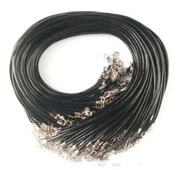 100 stks goedkope zwarte wax lederen slang ketting kralen koord string touw draad 45cm extender ketting met kreeft sluiting DIY sieraden component