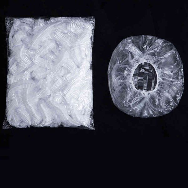 100pcs prix bon marché en plastique transparent PE transparent hôtel bonnets de douche jetables