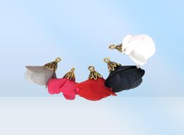 100 stcs Chiffon Flower Tassel 22 cm Gold Cap Hangers voor sieraden DIY Earring Bevindingen Keychain Bag Charms Accessoires7754503