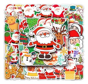 100 pièces autocollants de noël mignon père noël bonhomme de neige dessin animé autocollant étanche Pack pour ordinateur portable bricolage valise enfants jouets fenêtre téléphone 4524748