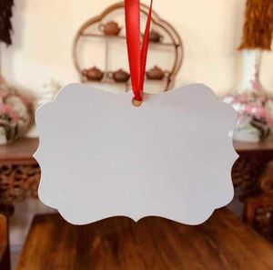 100 Uds. Decoraciones para árboles de Navidad sublimación DIY colgante festivo de forma irregular de aluminio blanco en blanco