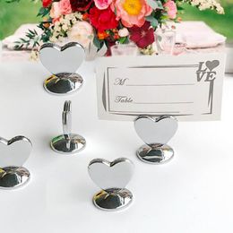 100 stks Chrome Heart Place Card Houder Bruiloft Gunsten Evenement Party Geschenken Verjaardag Tafel Ontvangst Decoratie Verjaardag Levert