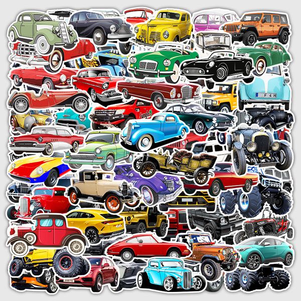 100 pièces autocollants de voiture Vintage classiques pour adolescents adultes hommes vinyle imperméable décoratif vieille voiture TZ-BQC-154