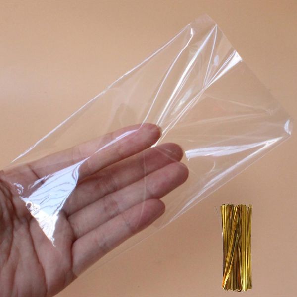 100 pièces clair Cellophane emballage sac fête d'anniversaire crème glacée bonbons sacs boîtes pop-corn boulangerie biscuit cadeau panier fête fournitures