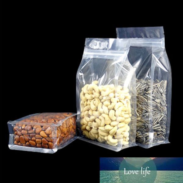 100 pièces sac à fermeture éclair en plastique transparent Doypack debout gousset latéral refermable pochette à fermeture éclair emballage alimentaire haricots de fruits secs