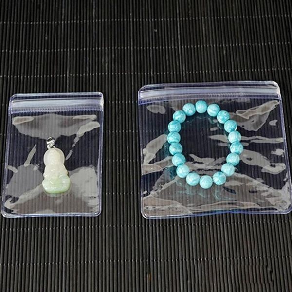 100 Uds. Bolsas de plástico con cierre autosellante transparente, bolsas de embalaje transparentes, bolsas de embalaje de regalo de joyería de PVC, bolsa de joyería 2318
