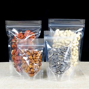 100 stks Clear Stand-up Drinken Drinken Koffie Plastic Verpakking Tas, Hersluitbare Zip Lock Grain Candy Baking Food Pouch