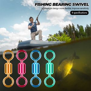 100 stks Kleurhoudende Swivel Vissen Connector 8 # -14 # Barrel Rolling Solid Ringen voor Fishhook Lokken Link Vissen Accessoires
