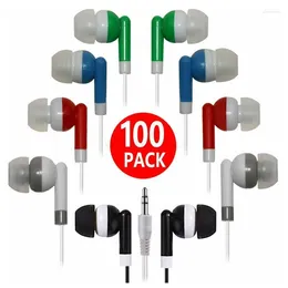 Écouteurs intra-auriculaires jetables colorés, 100 pièces, 3.5 MM, pour salles de classe, écoles, bibliothèques, enfants