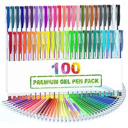 100pcs couleurs stylos gel ensemble 0,5 1,0 mm de pointe dessin écrit pour les livres de coloriage adultes paillettes néon pastel métallique