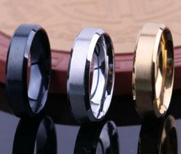 100pcs Comfort Fit Gold Silver Black 6 mm Largeur Band en acier inoxydable Anneau de mariage Man Women Jewelry4100367