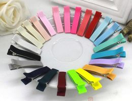 100 stks Volledig Cover Grossgrain Ribbon Lined Double Prong Alligator Clip Tanden Haarklemmen Metalen Barrettes Boog Bloem Accessoires FJ3201