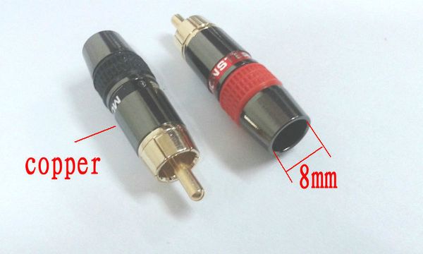 100 pièces cuivre prise RCA mâle audio vidéo câble connecteur adaptateur soudure bricolage