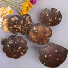 100 stks creatieve zeep gerechten retro kokosnoot shell zeep houder natuurlijke houten zeep lade rack plaat doos