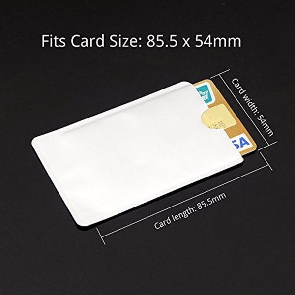 100 Uds Protector de tarjeta de crédito mangas seguras RFID bloqueo titular de la identificación Escudo de aluminio Popular2528