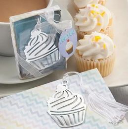100pcs Bookmark de metal de cupcake con favores de boda y regalos de regalos para baby shower de baby shower regal de suministros 0523