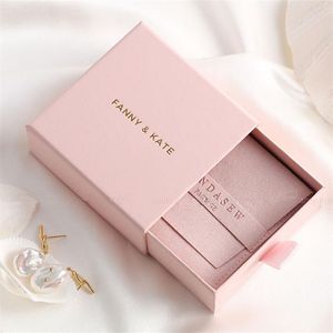 100pcs Custom gold impressed jewelry box personalized chic small jewerly packaging box bulk drawer cardboard box 210402