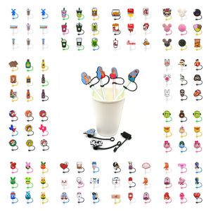 100 piezas personalizadas toppers de paja cubren moldes bad bunny charms Reutilizable a prueba de salpicaduras beber polvo tapón decorativo 8 mm taza de paja para venta al por mayor koral.g mal de ojo hocus pocus