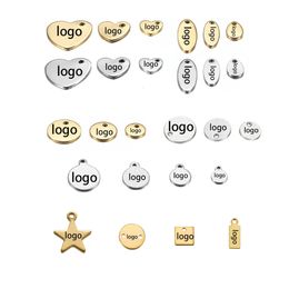 100 pièces personnalisé Laser graver nom en acier inoxydable étiquettes personnalisées personnalisées pour collier à faire soi-même pendentif breloques 240315